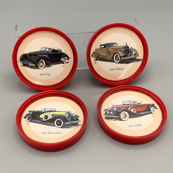 Set of 4 Ford Classic Cars Stackable Reversible Plastic Coasters Fathers Day - Picture 6 of 7